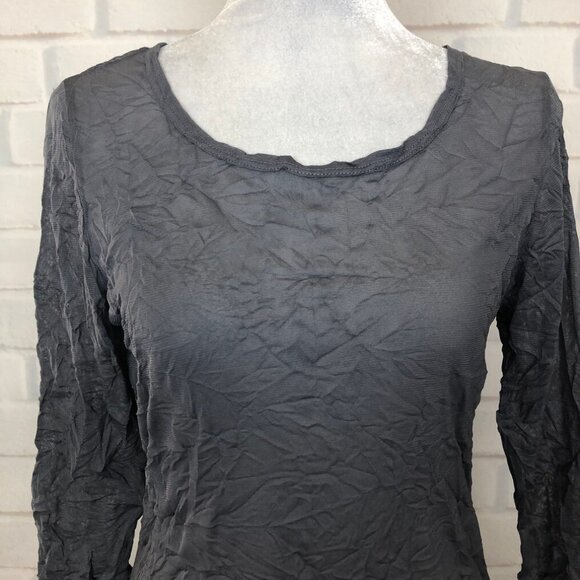 NWT Comfy USA Gray Sheer Mesh Crinkle Top Size S - Picture 4 of 6